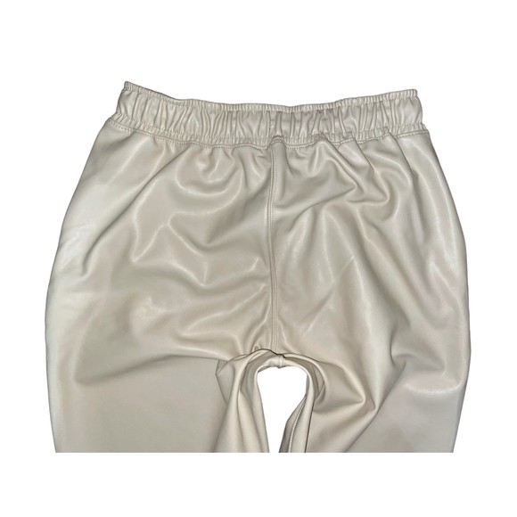 Abercrombie & Fitch Vegan Leather Sunday Joggers in Cream ~ sports luxe Size XS - Picture 3 of 4
